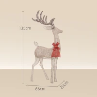 Outsunny Decorațiune de Crăciun pentru Exterior, Ren cu 137 de Lumini LED, pentru Casă și Grădină, Auriu(m-3)