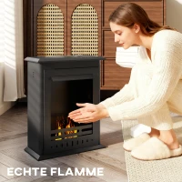 HOMCOM Bio-ethanol haard, vrijstaande indoor vuurplaats, 0,9 L inhoud, staal, 3 uur brandtijd, 60 cm, zwart(m-5)