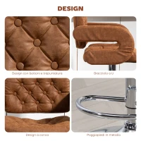 HOMCOM Sgabello da Bar con Schienale e Braccioli, Altezza Regolabile e Poggiapiedi, Finta Pelle Marrone(m-7)