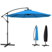 Outsunny 3(m) Offset Cantilever Parasol, with Cross Base - Blue(m-11)