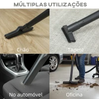 HOMCOM Aspirador Seco e Húmido 3 em 1 1200W com Função de Soprador Mangueira 2 m Depósito 20L Triplo Filtro 48x48x48,5 cm Amarelo(m-8)