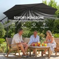 Outsunny Ampelschirm Ø300 cm Sonnenschirm mit Ständer Schutzhülle 360° Drehbar UV-30+ neigbar kippbar Schwarz(m-4)