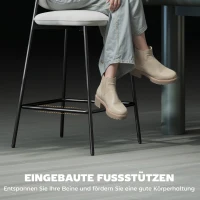 HOMCOM 2er-Set Barhocker, Bistrohocker mit Fußstütze, Samt-Bezug, Stahlbeinen, für Esszimmer, 45 x 49 x 102 cm, Hellgrau(m-5)