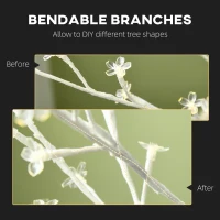 HOMCOM Brad de Mesteacăn cu 180 de Lumini LED Înălțime 180cm 3 Nivele de Luminozitate Alb(m-6)