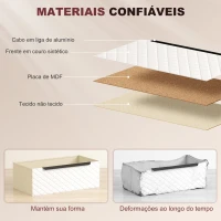 HOMCOM Cómoda com 2 Gavetas de Tecido Frentes com Padrão de Diamante Móvel de Arrumação 59,5x30x54 cm Madeira e Branco(m-5)