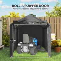 Outsunny 2.2 x 1.6 m Garden Storage Tent, Waterproof Anti-UV Bike Tent with Roll-up Zipper Door, Galvanised Outdoor Storage Shelter Carport for Bike, Motorbike, Garden Tools, Black(m-6)
