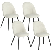 HOMCOM Conjunto de 4 Cadeiras de Sala de Jantar Modernas Cadeiras Estofadas em Veludo com Encosto Alto e Pés de Aço 50x52x83 cm Creme