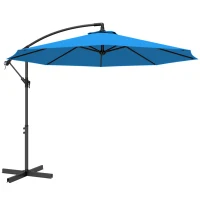 Outsunny 3(m) Offset Cantilever Parasol, with Cross Base - Blue(m-1)