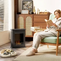 HOMCOM Bio-ethanol haard, vrijstaande indoor vuurplaats, 0,9 L inhoud, staal, 3 uur brandtijd, 60 cm, zwart(m-9)