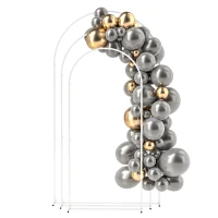 Outsunny Wedding Arch Frame Set, Metal Balloon Arch Stand Set, Balloon Arch Stand Set for Birthday Party, 2.2, 2, 1.8 m White(m-11)