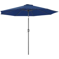 Outsunny Chapéu de Sol de Jardim Ø295x250 cm com Manivela Mecanismo de Inclinação e Mastro Desmontável de Metal para Terraço Azul(m-11)