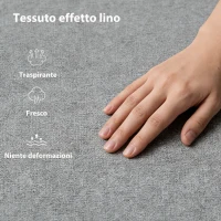 HOMCOM Letto Contenitore Matrimoniale 190x140 cm, Doghe in Legno, Pistone a Gas e Rivestimento in Tessuto, Grigio(m-6)