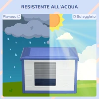 PawHut Cuccia per Cani Taglia Piccola da Esterno in PE con Ingresso e 2 Prese d'Aria Laterali, 60x42x40 cm, Blu e Bianco(m-6)