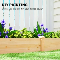 Outsunny Raised Garden Bed, Wooden Planter Box with Divider and Open Bottom for Flowers, Herbs, Vegetables, DIY Painting(m-6)