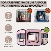 PawHut Parque Dobrável para Cães e Gatos Corralito Portátil para Animais Pequenos Impermeável em Tecido Oxford Ø90x41 cm Rosa(m-4)