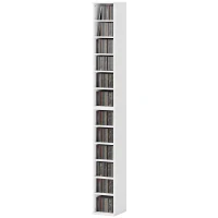 HOMCOM 2er-Set Standregale CD-DVD Aufbewahrungsschrank 12 Fächer 21 x 22,5 x 88,5 cm Kapazität 204 CD weiß(m-7)
