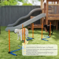 PawHut Agility Set Hunde 3-teiliges Agility Ausrüstung mit Slalomstangen Tragetasche Trainingsset für alle Hundegrößen Orange(m-7)