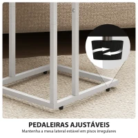 HOMCOM Mesa Auxiliar com Estação de Carga com Tampo Dobrável e Pés Ajustáveis 39x29x57 cm Branco e Madeira(m-7)