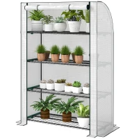 Outsunny Mini Greenhouse with Reinforced PE Cover, Portable Indoor Outdoor Green House with Roll-up Door, 170 x 120 x 50cm, White(m-11)