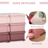 HOMCOM Organizador de Brinquedos com 6 Gavetas para Crianças com Bordas Arredondadas e Pegas 75x37x56,5 cm Rosa(m-7)