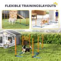 PawHut Agility Set Hunde 3-teiliges Agility Ausrüstung mit Slalomstangen Tragetasche Trainingsset für alle Hundegrößen Orange(m-4)
