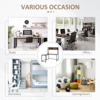 HOMCOM L Shaped Desk with Book Shelf, Industrial Corner Computer Desk, Writing Table with Steel Frame for Home Office, Bedroom, Study Room, 140 x 125cm, Brown(m-7)