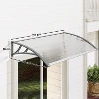 Outsunny Front Door Canopy, Outdoor Awning, Rain Shelter, 110 x 60cm, Grey(m-3)