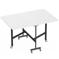 HOMCOM Mobiele klaptafel met 6 wielen en remmen, opvouwbare keuken-eettafel voor kleine ruimtes, wit