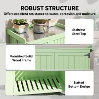 Outsunny Wooden Garden Shed, Garden Tool Storage Shed with Hinged Roof and Shelf, Outdoor Storage Cabinet with Double Doors, Light Green(m-7)