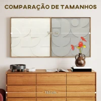 HOMCOM Decoração de Parede em Madeira 3D Conjunto de 2 Peças com 80 cm e Padrões Geométricos Branco(m-7)