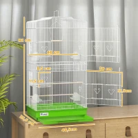 PawHut Jaula para Pájaros Pajarera de Metal con 4 Comederos 3 Perchas Columpio y Bandeja Extraíble Asa 46,5x35,5x92 cm Verde(m-3)