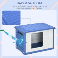 PawHut Cuccia per Cani Taglia Piccola da Esterno in PE con Ingresso e 2 Prese d'Aria Laterali, 60x42x40 cm, Blu e Bianco(m-5)