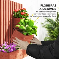 Outsunny Floreira de Parede com Treliça Floreira Vertical de Madeira com 4 Vasos Móveis e Orifício de Drenagem  60x16x80 cm Castanho(m-5)