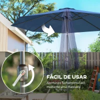 Outsunny Chapéu de Sol de Jardim Ø295x250 cm com Manivela Mecanismo de Inclinação e Mastro Desmontável de Metal para Terraço Azul(m-5)