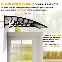 Outsunny Front Door Canopy, Outdoor Awning, Rain Shelter for Window, Porch and Front/Back Door, 103 x 96.5 cm, Clear(m-7)