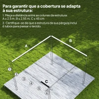 Outsunny Cobertura para Teto Retrátil de 2,5x2,55 m para Pérgola 3x3 Tecido de Substituição com 10 Orifícios de Drenagem Castanho(m-4)