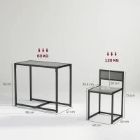 HOMCOM Set bar 3 piese, 2 scaune, 1 masă, 90 cm x 47 cm x 76 cm, Gri(m-3)