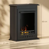HOMCOM Bio-ethanol haard, vrijstaande indoor vuurplaats, 0,9 L inhoud, staal, 3 uur brandtijd, 60 cm, zwart(m-3)