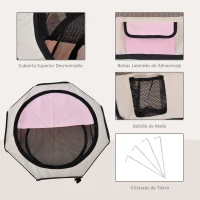 PawHut Parque Plegable para Perros y Gatos Corralito Portátil para Animales Pequeños Impermeable de Tela Oxford Ø90x41 cm Rosa(m-5)