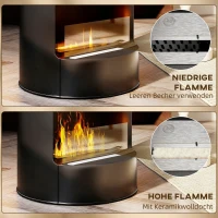 HOMCOM Bio-ethanol haard, vrijstaand, binnen-ethanolhaard, staal, roestvrij staal, glas, zwart(m-8)