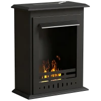 HOMCOM Bio-ethanol haard, vrijstaande indoor vuurplaats, 0,9 L inhoud, staal, 3 uur brandtijd, 60 cm, zwart(m-1)