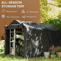Outsunny 2.2 x 1.6 m Garden Storage Tent, Waterproof Anti-UV Bike Tent with Roll-up Zipper Door, Galvanised Outdoor Storage Shelter Carport for Bike, Motorbike, Garden Tools, Black(m-4)