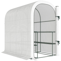 Outsunny Gewächshaus mit Regalen, 123x187x189cm, kleines Gewächshaus mit aufrollbarer Tür, PE-Abdeckung 140 g/m², weiß