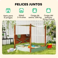 AIYAPLAY Arenero para Niños de Madera con Techo Arenero Infantil con 2 Asientos 2 Cajas Grifo Embudo 116x112,5x128 cm Verde(m-5)