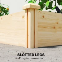 Outsunny Raised Garden Bed, Wooden Planter Box with Divider and Open Bottom for Flowers, Herbs, Vegetables, DIY Painting(m-8)