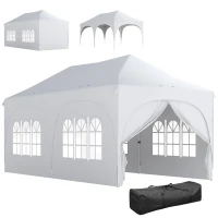 Outsunny Tenda Dobrável 6x3 m Pop-up com 4 Painéis Removíveis Altura Ajustável e Bolsa de Transporte Branco(m-10)