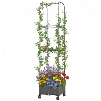 Outsunny Jardinière surélevée avec treillis bac mobile à roulettes trou de drainage, bac de plantation 40 x 40 x 185 cm