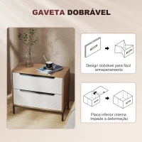 HOMCOM Cómoda com 2 Gavetas de Tecido Frentes com Padrão de Diamante Móvel de Arrumação 59,5x30x54 cm Madeira e Branco(m-6)