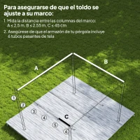 Outsunny Cubierta para Techo Retráctil de 2,5x2,55m para Pérgola 3x3 Tela de Repuesto con 10 Orificios de Drenaje Crema(m-4)