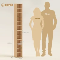 HOMCOM Set aus 2 Säulenregalen CD-/DVD-Aufbewahrung 12 Fächer 21 x 22,5 x 88,5 cm Kapazität 204 CD natürliche Holzoptik(m-3)